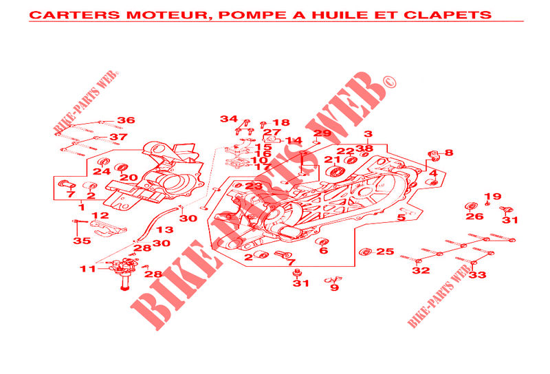 CARTER MOTORE / PACCO LAMELLARE / POMPA OLIO per Kymco SUPER 9 50 AC 2T EURO II
