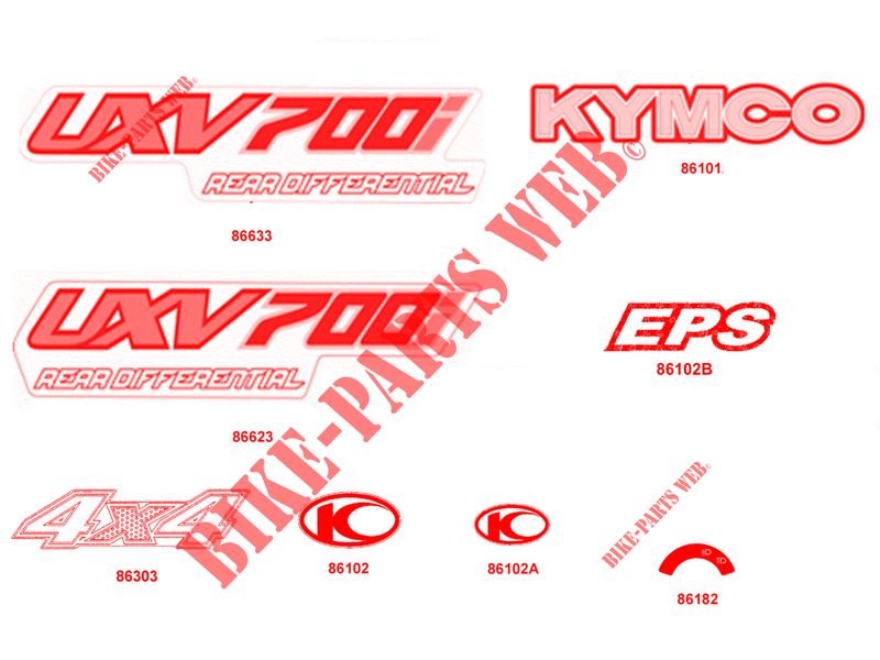 ADESIVI per Kymco KYMCO UXV 700I EPS 4T EURO 2