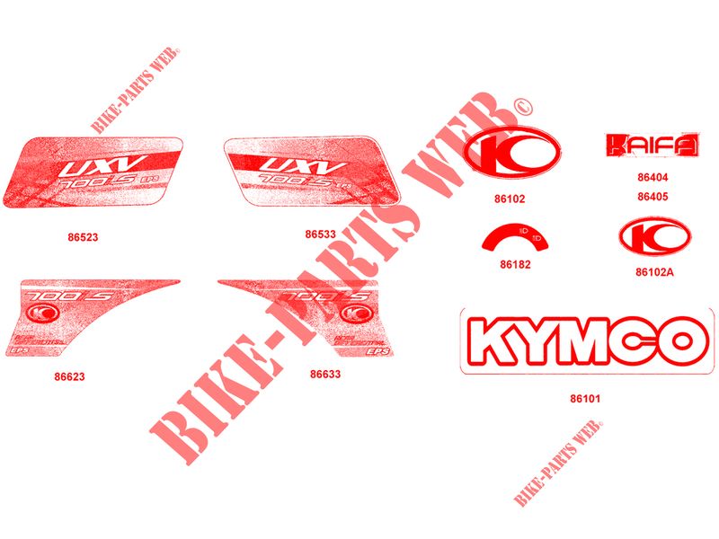 ADESIVI per Kymco KYMCO UXV 700I SPORT EPS 4T EURO 2