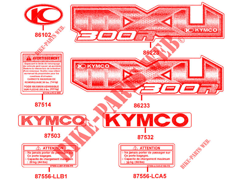 ADESIVI per Kymco MXU 300 R 4T T3B