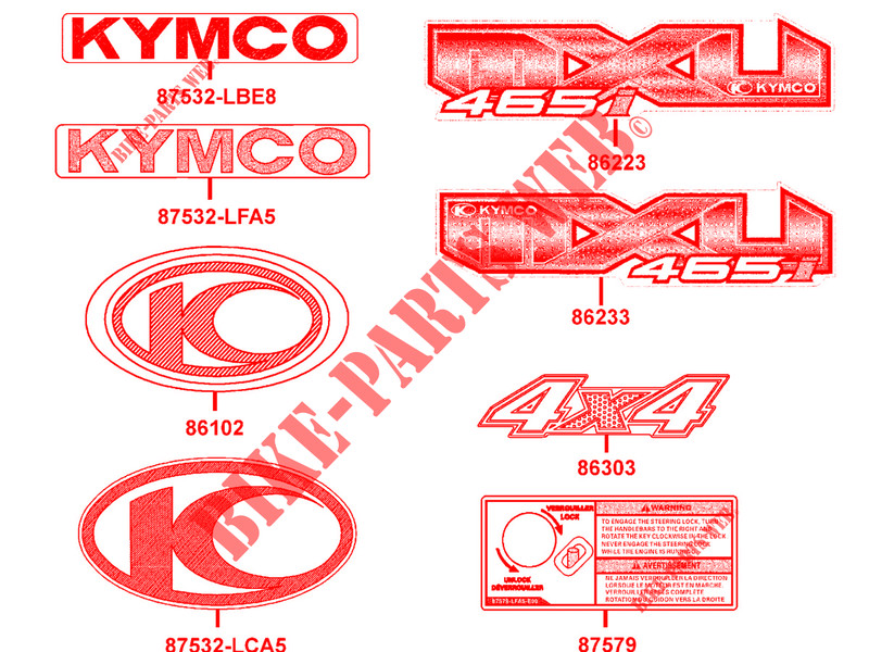 ADESIVI per Kymco MXU 465 4X4 INJECTION 4T EURO II